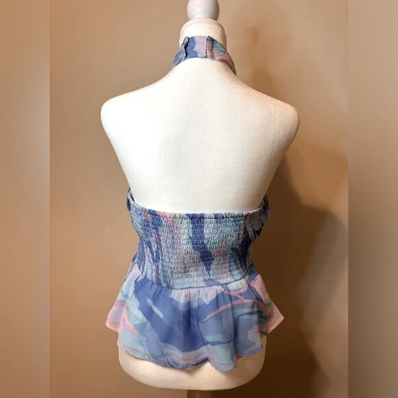 French Connection Dalla Verona Smocked Halter Top - Size 2 - Picture 4 of 8